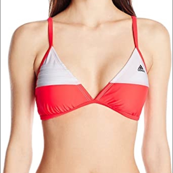 NEW! ADIDAS Cross Back Bikini Top Size 10 Hot Coral White Athletic - Picture 13 of 13